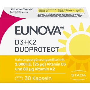 EUNOVA DuoProtect D3+K2 1000 I.E./80 μg Kapseln Produktbild