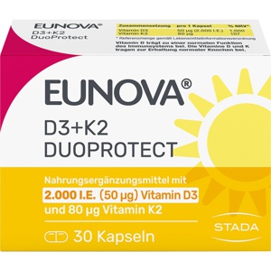 EUNOVA DuoProtect D3+K2 2000 I.E./80 μg Kapseln Produktbild