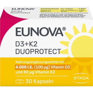 EUNOVA DuoProtect D3+K2 4000 I.E./80 μg Kapseln Produktbild