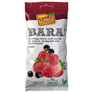 Exotic Snacks BARA Jordgubb, Hallon, Svartvinbär 55 g produkt bild