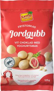 Exotic Snacks Frystorkad Jordgubb Vit Choklad & Yoghurt 125 g produkt bild