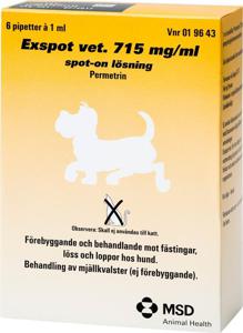 Exspot vet., spot-on, lösning 715 mg/ml 6 x 1 ml produkt bild