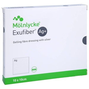 Exufiber Ag+ 10x10 cm gelbild.Faserverb.m.Silber Produktbild