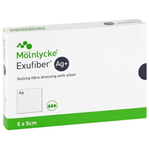 Exufiber Ag+ 5x5 cm gelbild.Faserverb.m.Silber Produktbild