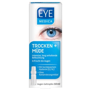 Eye Medica trocken + müde 0,3% Hyaluron Aug.-Geltro., 1 St Augentropfen Produktbild