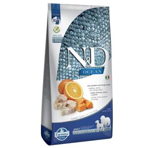 Farmina N&D Ocean Grain Free Adult Medium & Maxi med torsk, pumpa & apelsin - 12 kg produkt bild