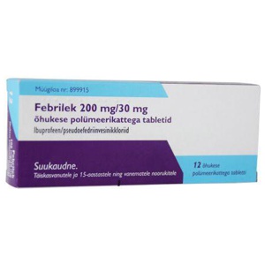 Febrilek õhuke polümeerkattega tbl 200mg+30mg n12 toote pilt