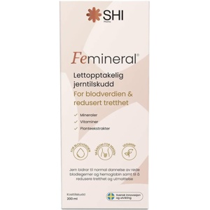 Femineral flytende jerntilskudd 200 ml produktbilde
