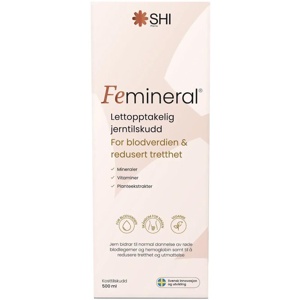 Femineral flytende jerntilskudd 500 ml produktbilde