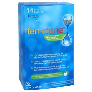 ferrotone - natürliches Eisen mit Vitamin C, Apfelgeschmack 14X25 ml Beutel Produktbild