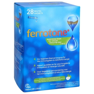 ferrotone - Natürliches Eisen mit Vitamin C, Apfelgeschmack 28X25 ml Beutel Produktbild
