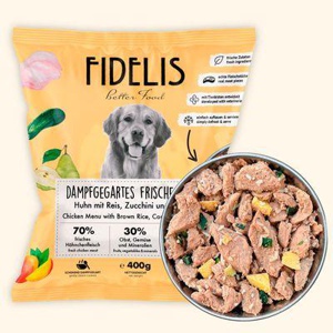 Fidelis Huhn mit Reis, Zucchini und Mango (400g) gefroren Produktbild