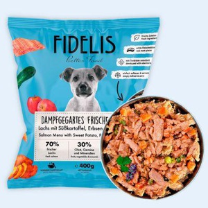 Fidelis Lachs mit Süßkartoffel, Erbse und Zucchini (400g) gefroren Produktbild