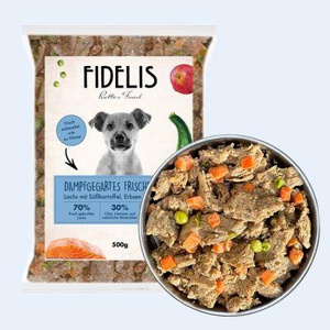 Fidelis Lachs mit Süßkartoffel, Erbsen und Zucchini (500g) gefroren Produktbild