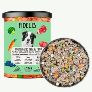 Fidelis Pferd mit Süßkartoffel, Karotte und Blaubeeren (im Glas) Produktbild