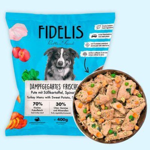 Fidelis Pute mit Süßkartoffel, Spinat und Apfel (400g) gefroren Produktbild