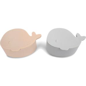 FILIBABBA Mini Snackbox Set Christian the Whale Pearl Blue/Toasted Almond 2-pack produkt bild