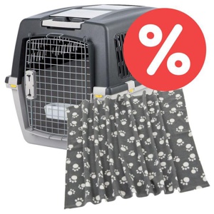 Sparset Transportbox Feria Andes + Fleecedecke Pawty Produktbild