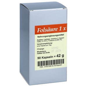 Folsäure 1X1 pro Tag Kapseln, 90 St Kapseln Produktbild