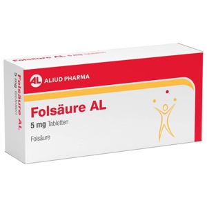 Folsäure AL 5 mg Tabletten bei Folsäuremangel Produktbild