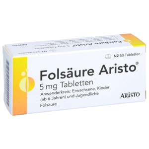 FOLSÄURE ARISTO 5 mg Tabletten Produktbild