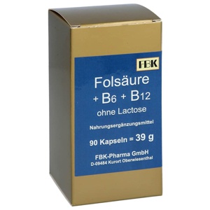 Folsäure + B 6 + B 12 ohne Lactose Kapseln, 90 St Kapseln Produktbild