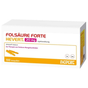 FOLSÄURE FORTE Hevert 20 mg Inj.-Lösung Amp. Produktbild