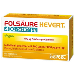 FOLSÄURE HEVERT 400/800 μg Tabletten Produktbild