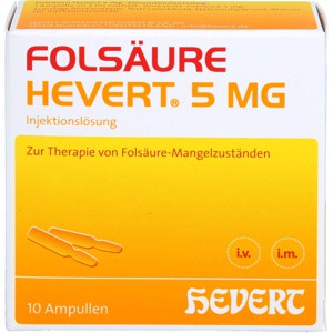 FOLSÄURE Hevert 5 mg Inj.-Lösung Ampullen Produktbild