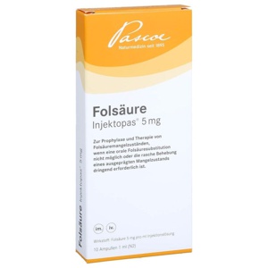 FOLSÄURE INJEKTOPAS 5 mg Injektionslösung Produktbild