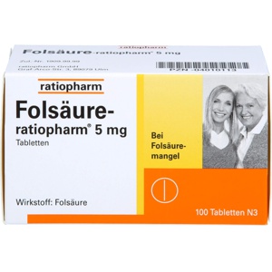 FOLSÄURE-RATIOPHARM 5 mg Tabletten Produktbild