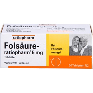 FOLSÄURE-RATIOPHARM 5 mg Tabletten Produktbild