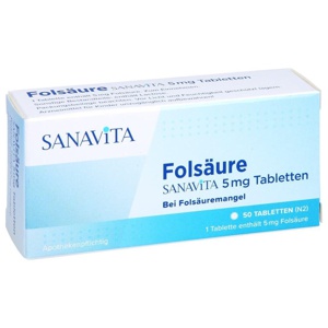 FOLSÄURE SANAVITA 5 mg Tabletten Produktbild