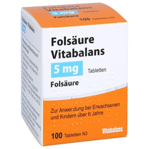 Folsäure Vitabalans 5 mg Tabletten, 100 St Tabletten Produktbild
