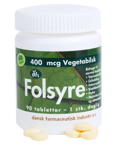 Folsyre - 400 mcg. - 90 tabl. produktbillede