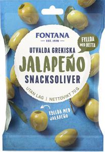 Fontana Grekiska Snacksoliver Jalapeno 70 g produkt bild