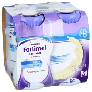 Fortimel Compact 2.4 Trinknahrung Banane 4X125 ml Flüssigkeit Produktbild