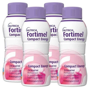 Fortimel Compact Energy Trinknahrung Erdbeere 4X300 ml Flüssigkeit Produktbild