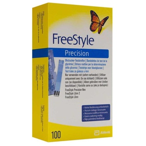 FreeStyle Precision Blutzucker Teststreifen ohne Kodierung 100 St Teststreifen Produktbild