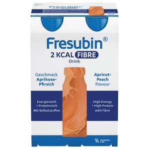 Fresubin 2 kcal Fibre Drink Aprikos/Fersken 4 x 200 ml produktbilde