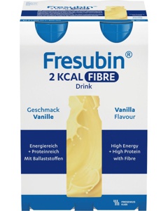 Fresubin 2 kcal Fibre Drink næringsdrikk vanilje 4x200 ml produktbilde