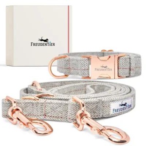 Freudentier Hundehalsband & Hundeleine im Set - 2m Führleine, 3-fach verstellbar - Classic Kollektion M-XL Produktbild