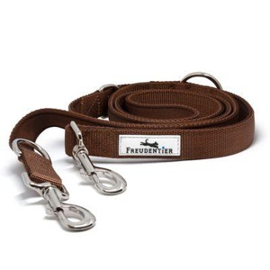 Freudentier Hundeleine 2m, gepolstert & verstellbar braun 2 cm Produktbild
