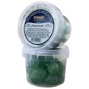 Fribol Sukkerfri Drops Peppermynte, 65 g produktbilde