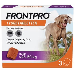 Frontpro Vet 136 mg Hund 25-50 kg Tyggetabletter 3 stk produktbilde