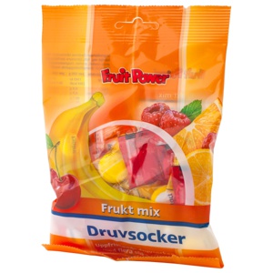 FruitPower Druvsocker Frukt Mix Tablett 75 g produkt bild