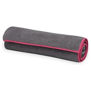 Gaiam Yoga Hand Towel Frost Grey/Fuchsia Red Snabbtorkande yogahandduk, 1 st produkt bild