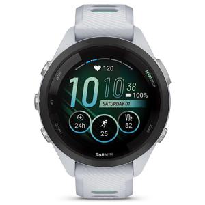 Garmin Forerunner 265S smartwatch. Svart bezel med vit sten och vit sten och grönt silikonband produkt bild