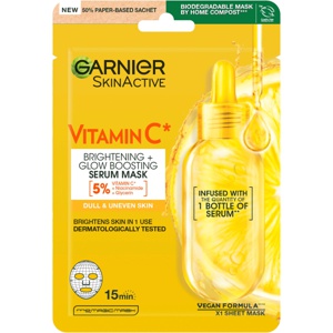 Garnier SkinActive Vitamin C* Brightening + Glow Boosting Serum Sheet Mask for Dull & Uneven Skin 28 g Produktbild