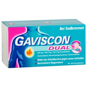 GAVISCON Dual 250mg/106,5mg/187,5mg Kautabletten Produktbild